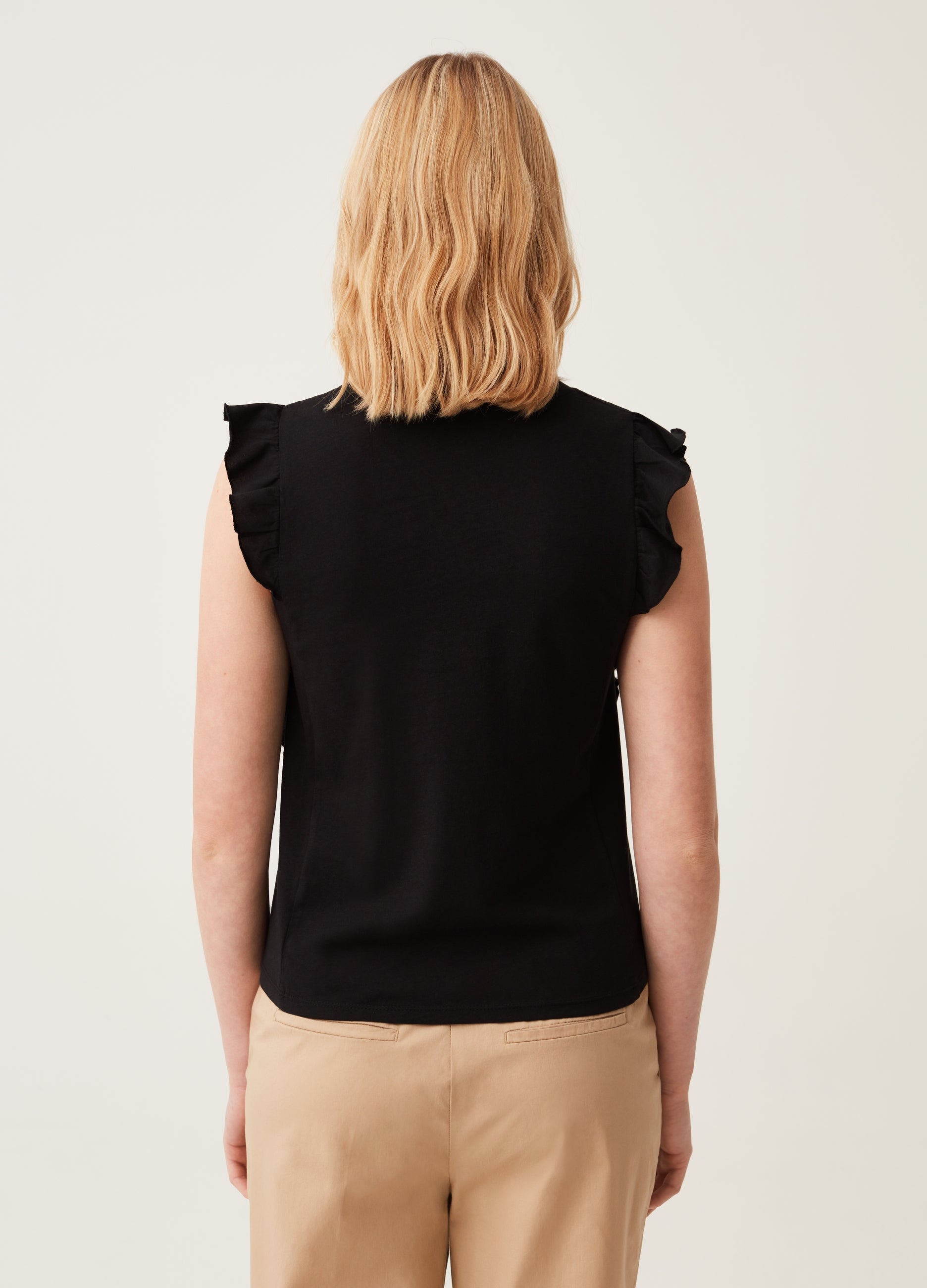 Cotton Tank Top With Frills