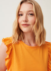 Cotton Tank Top With Frills