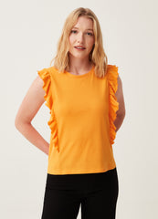 Cotton Tank Top With Frills