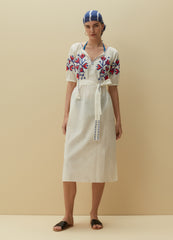 Midi Dress With Ethnic Embroidery