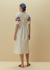 Midi Dress With Ethnic Embroidery