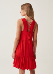 Short Sleeveless Dress With V Neck