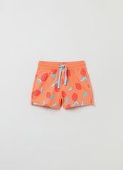 Ovs Cotton Shorts With Drawstring And Print