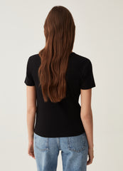 T-Shirt With V-Neck And Ring