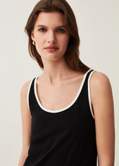 Sleeveless Dress With Contrasting Colour Trims