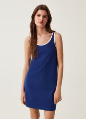 Sleeveless Dress With Contrasting Colour Trims