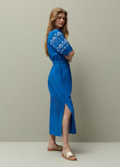 Midi Dress With Ethnic Embroidery
