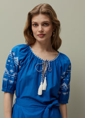 Midi Dress With Ethnic Embroidery