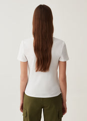 T-Shirt With V-Neck And Ring