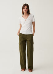 T-Shirt With V-Neck And Ring