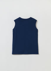 Cotton Racerback Vest With Fish Print