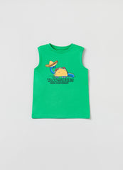 Cotton Racerback Vest With Print