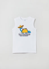 Cotton Racerback Vest With Print