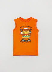 Cotton Racerback Vest With Print