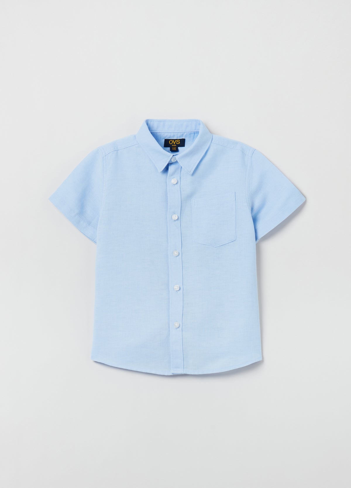 Ovs Linen And Cotton Short-Sleeved Shirt.