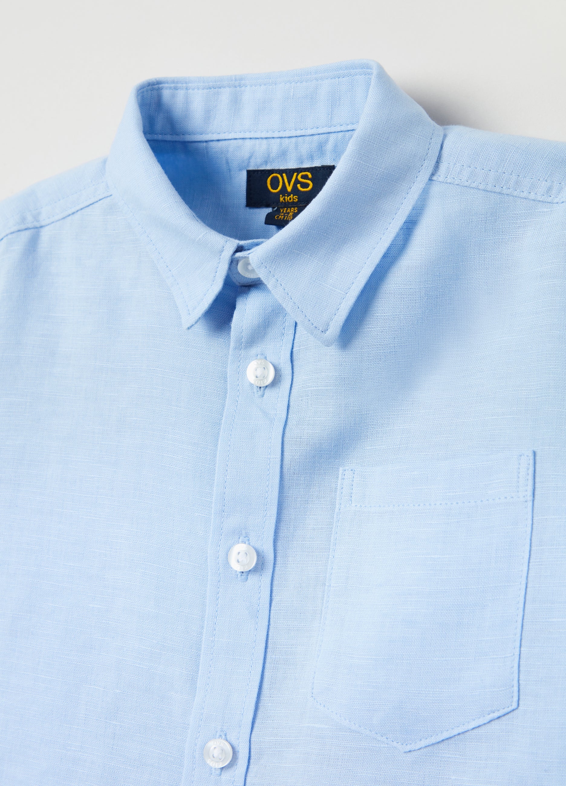 Ovs Linen And Cotton Short-Sleeved Shirt.
