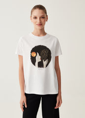 Cotton T-Shirt With Anna Godeassi Print