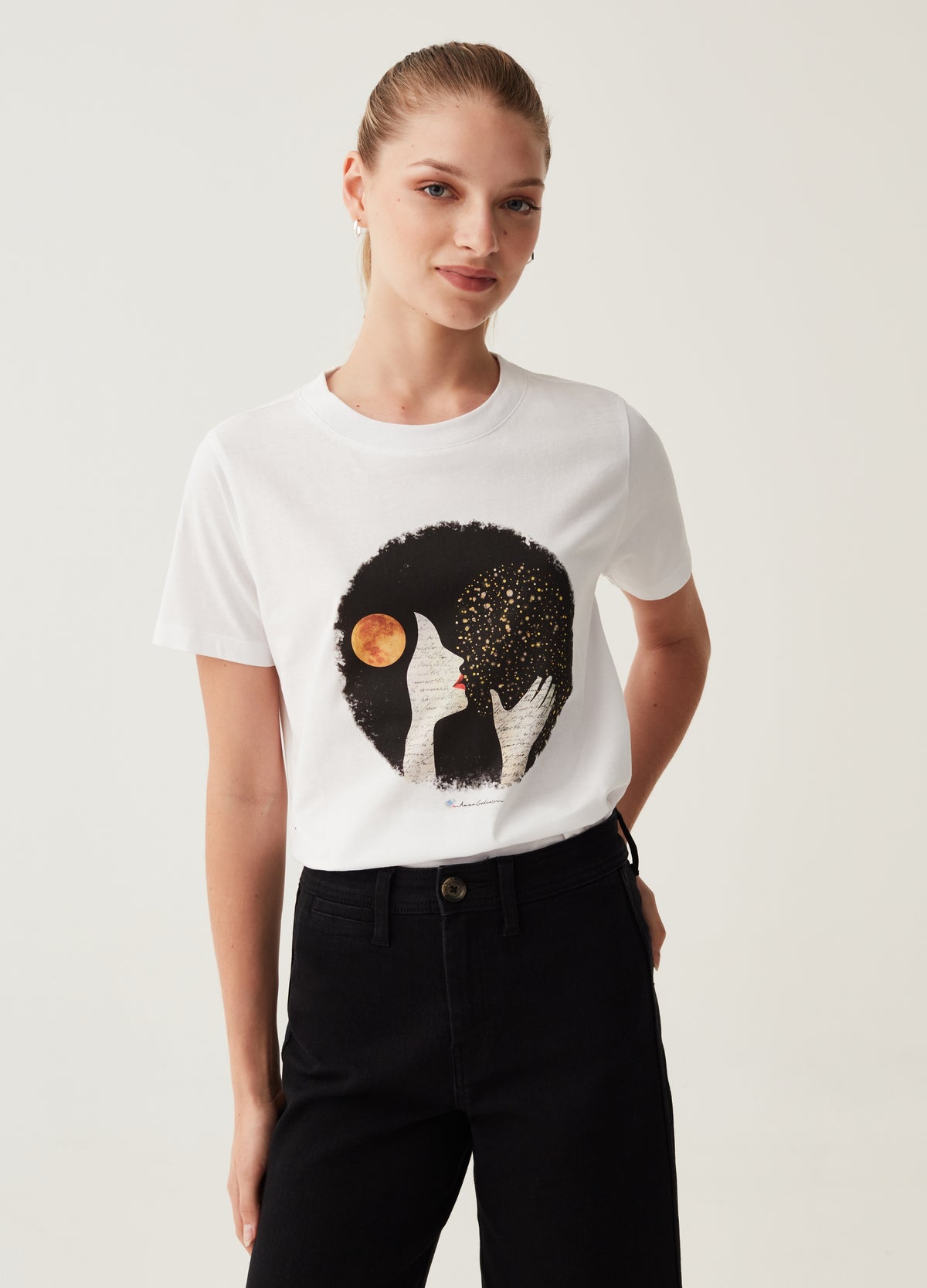 Cotton T-Shirt With Anna Godeassi Print