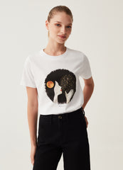 Cotton T-Shirt With Anna Godeassi Print