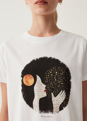 Cotton T-Shirt With Anna Godeassi Print