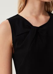 Tank Top With Round Neck And Knotted Front