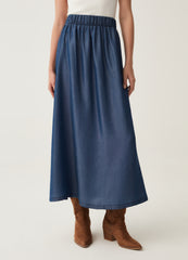 Long Skirt With Denim Effect
