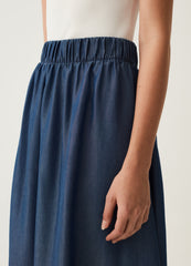 Long Skirt With Denim Effect