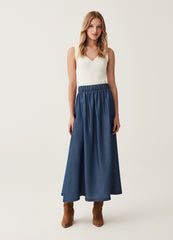 Long Skirt With Denim Effect