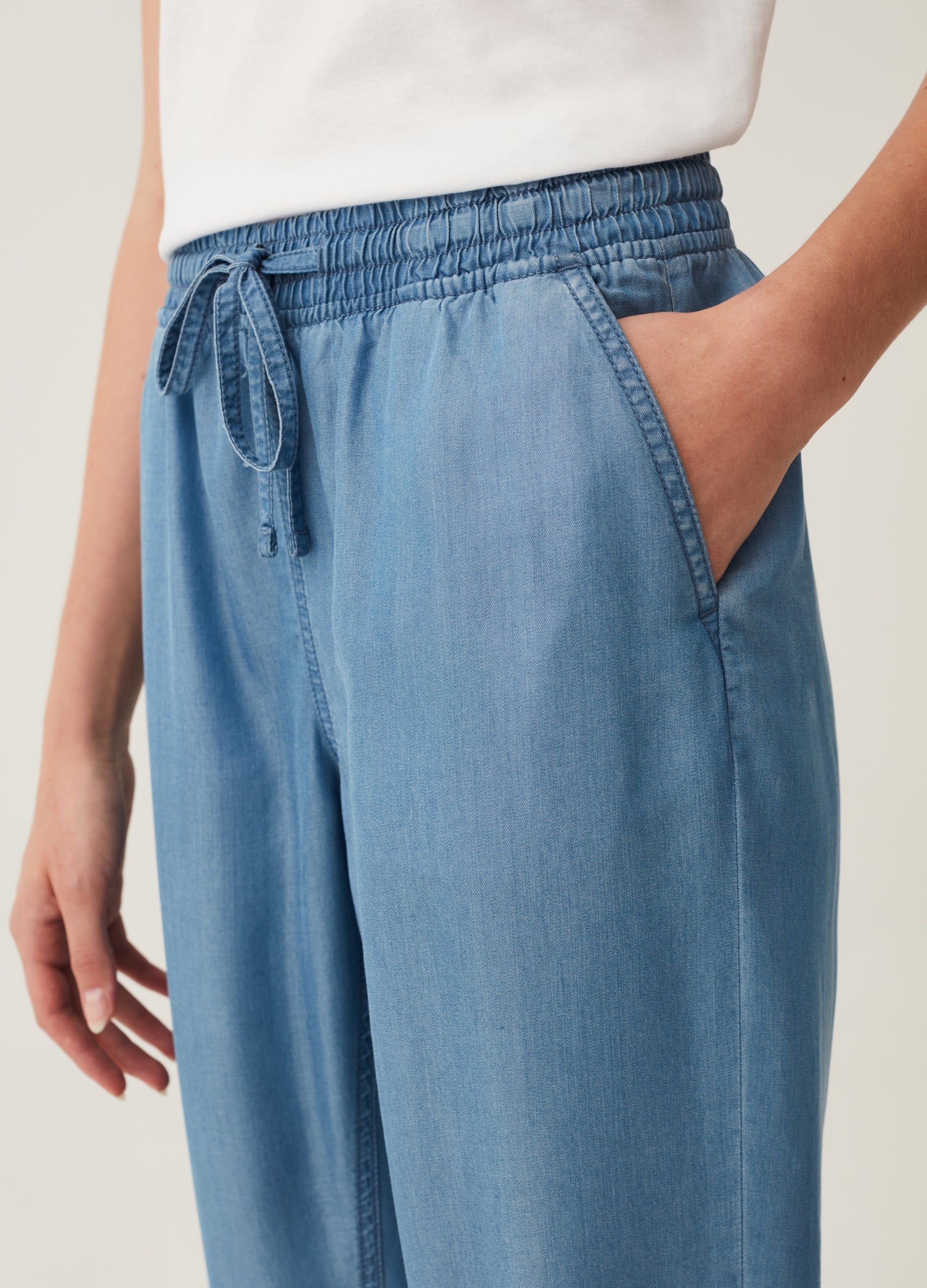 Denim-Effect Joggers With Drawstring