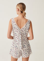 Floral Pyjama Top With Lace