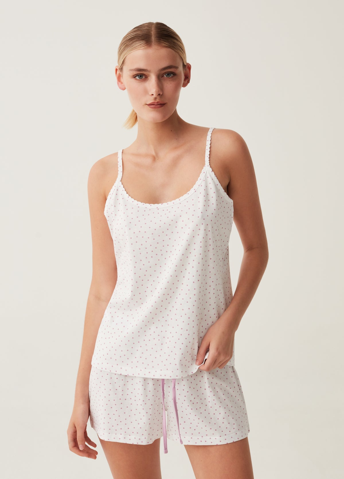Short Polka Dot Pyjamas In Cotton