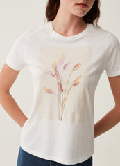 T-Shirt With Pampas Foil Print