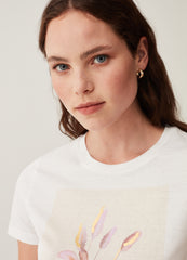 T-Shirt With Pampas Foil Print