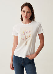 T-Shirt With Pampas Foil Print