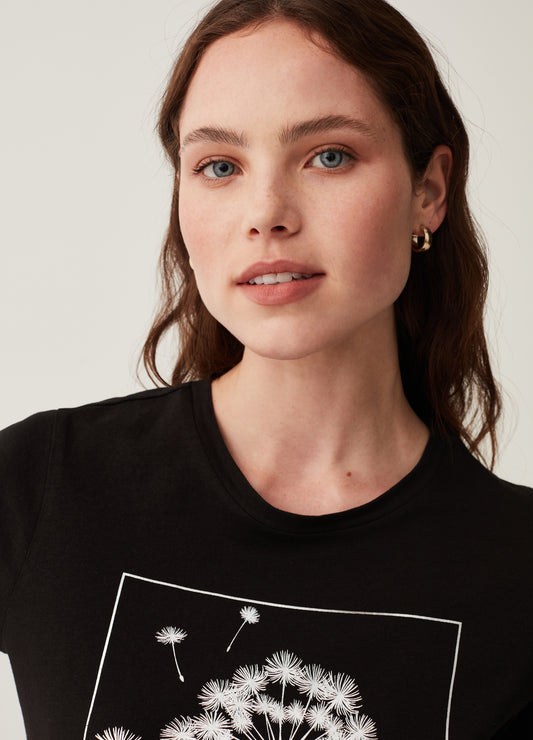 T-Shirt With Bach Flowers Foil Print