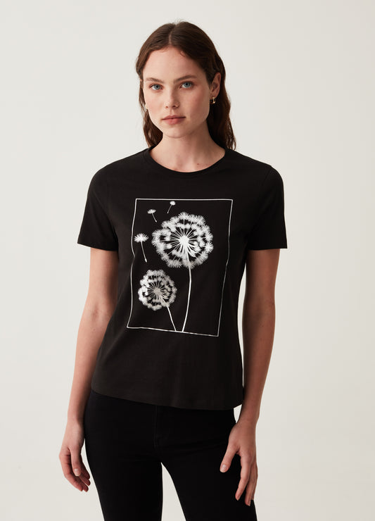 T-Shirt With Bach Flowers Foil Print