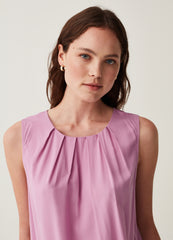 Sleeveless Blouse With Pleating