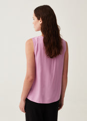 Sleeveless Blouse With Pleating