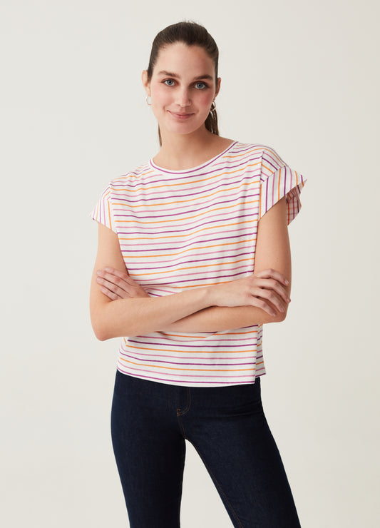 T-Shirt With Kimono Sleeves And All-Over Print