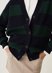 Striped Cardigan With V Neck