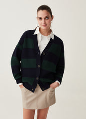 Striped Cardigan With V Neck