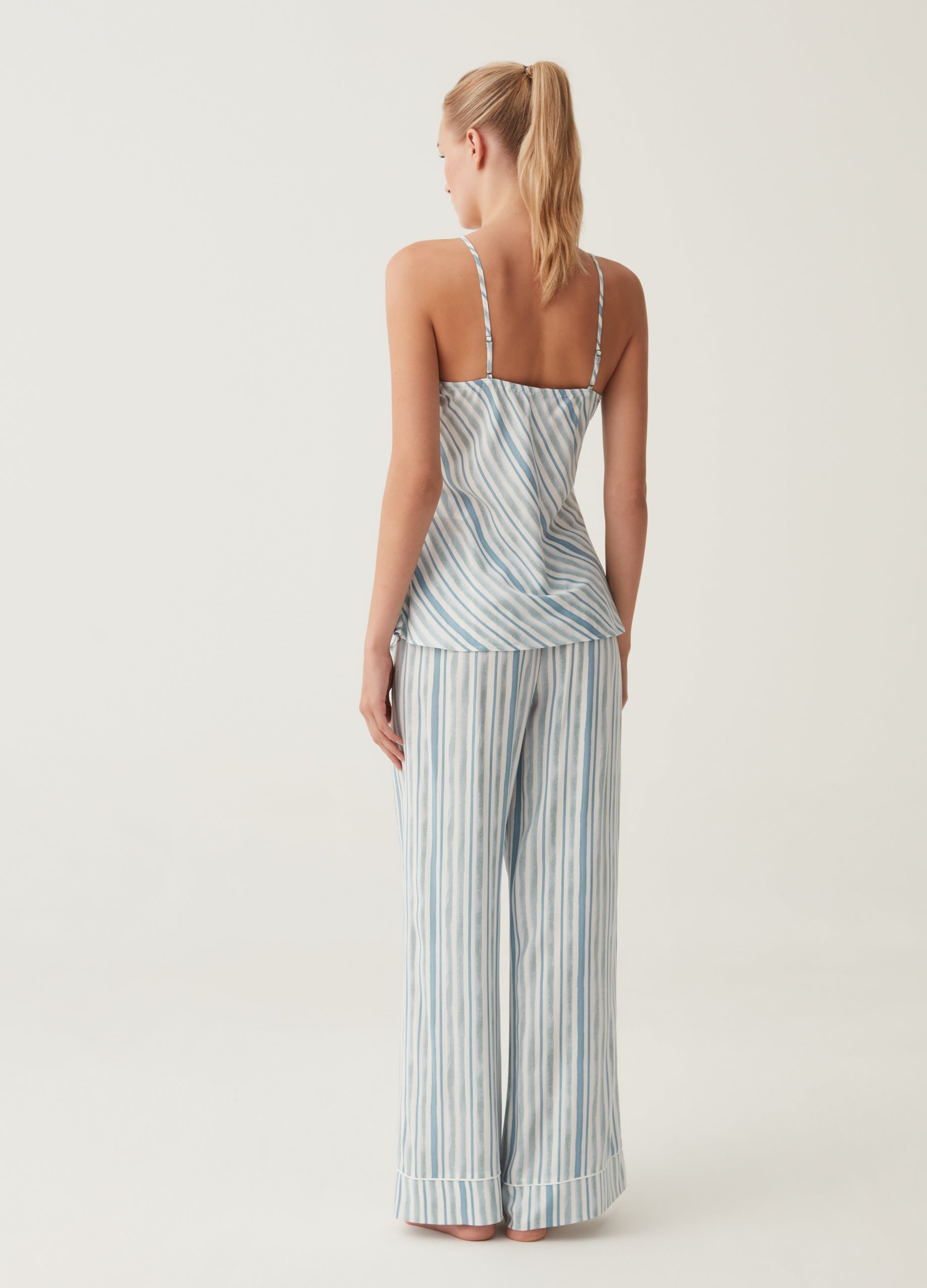 Ovs Striped Pyjama Top With V Neck