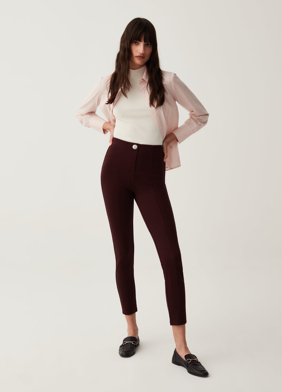 Stretch Leggings With Button
