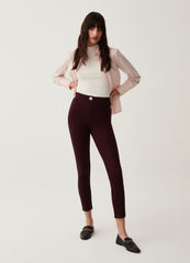 Stretch Leggings With Button