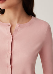 Solid Colour Cardigan With Round Neck