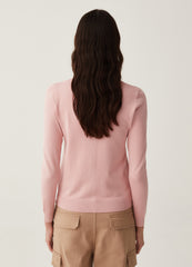 Solid Colour Cardigan With Round Neck