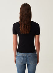 T-Shirt With V Neck And Knot