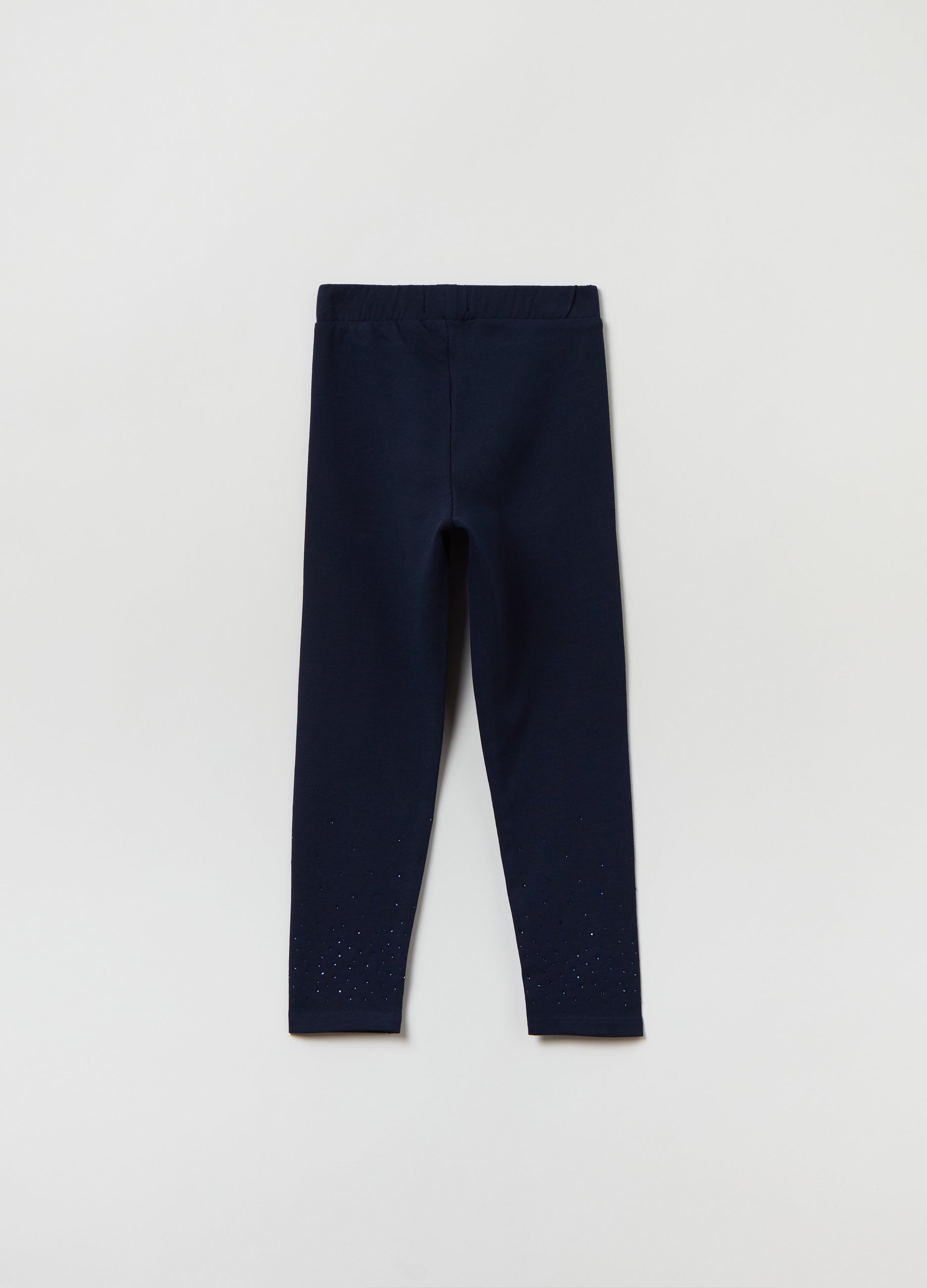 Ovs Stretch Cotton Leggings With Diamantã© Motif