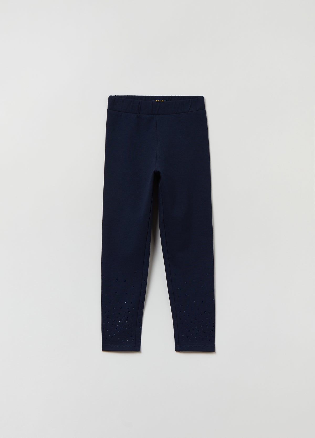 Ovs Stretch Cotton Leggings With Diamantã© Motif