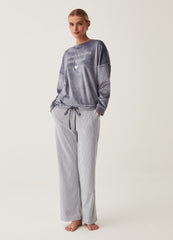 Pyjama Top With Lettering Embroidery And Heart